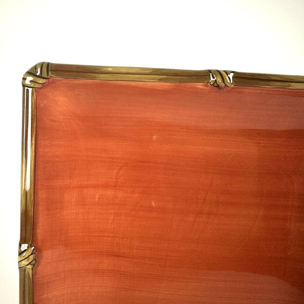 ZANZIBAR Red Bamboo by Clay Art ~ Square Salad Plates 8 Available - Picture 3 of 5